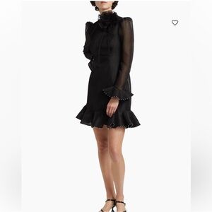Zimmermann AU0 Black Long Sleeve Dress with Ruffles